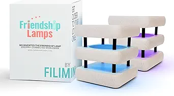 Friendship Lamp® by Filimin Set of 2 Long Distance Touch Lamps – WiFi Connected, Long Distance Gifts, Touch Activated Table Lamp, Long Distance Friendship Gifts, LED Light - Mini Mid White/Black