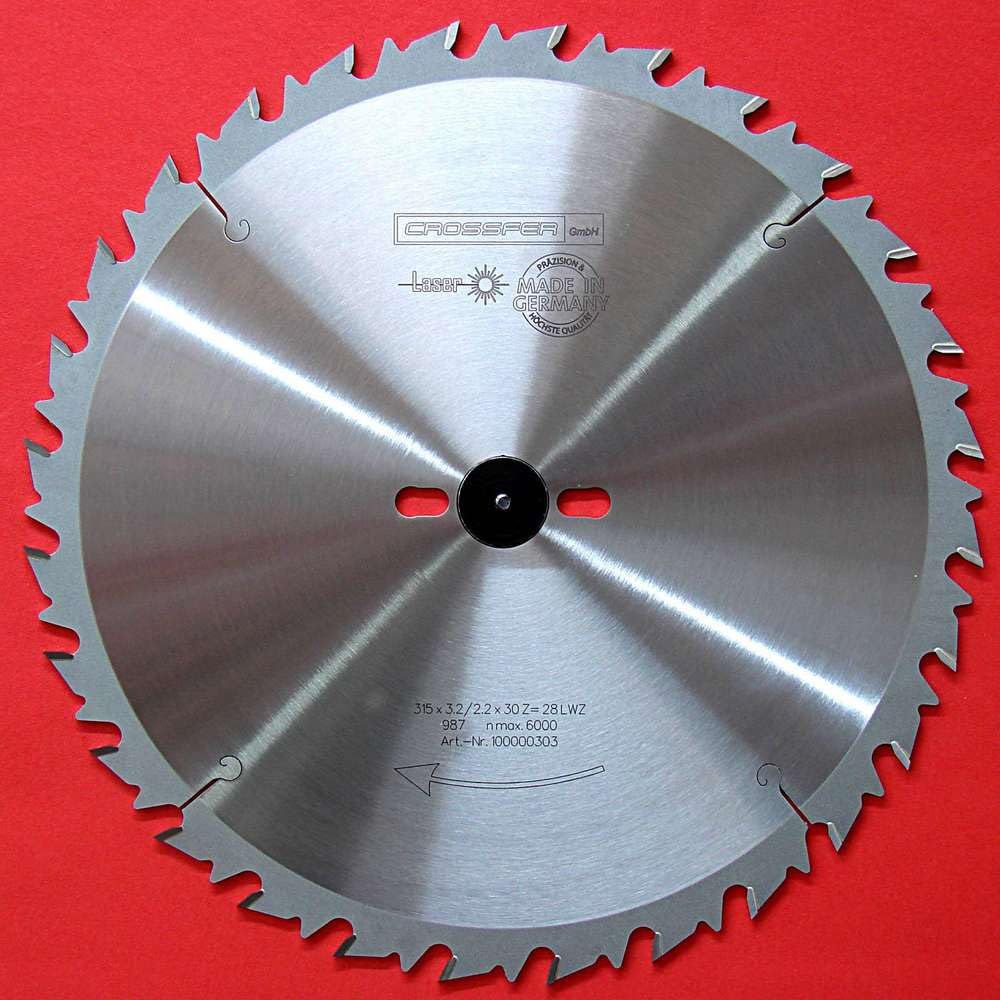 Lama per sega circolare in metallo duro, 315 x 30 mm, Z28 WZ, denti alternati per seghe circolari da tavolo, seghe circolari manuali, seghe oblique e sega circolare a bilanciere. Lama per taglio longitudinale e trasversale nella lavorazione del legno e ne