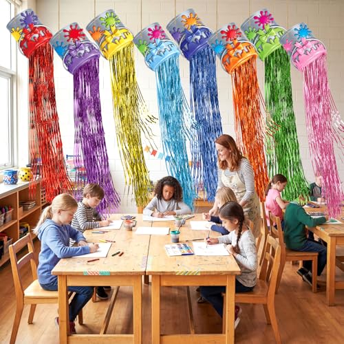 Image of Affrolling 8 Pcs Art Paint Party Decoration Back to School Paint Can Hanging Decorations with Tassels for Classroom Back to School Birthday Party Supplies 3.2 ft Summer Door Banner Sign Decor
