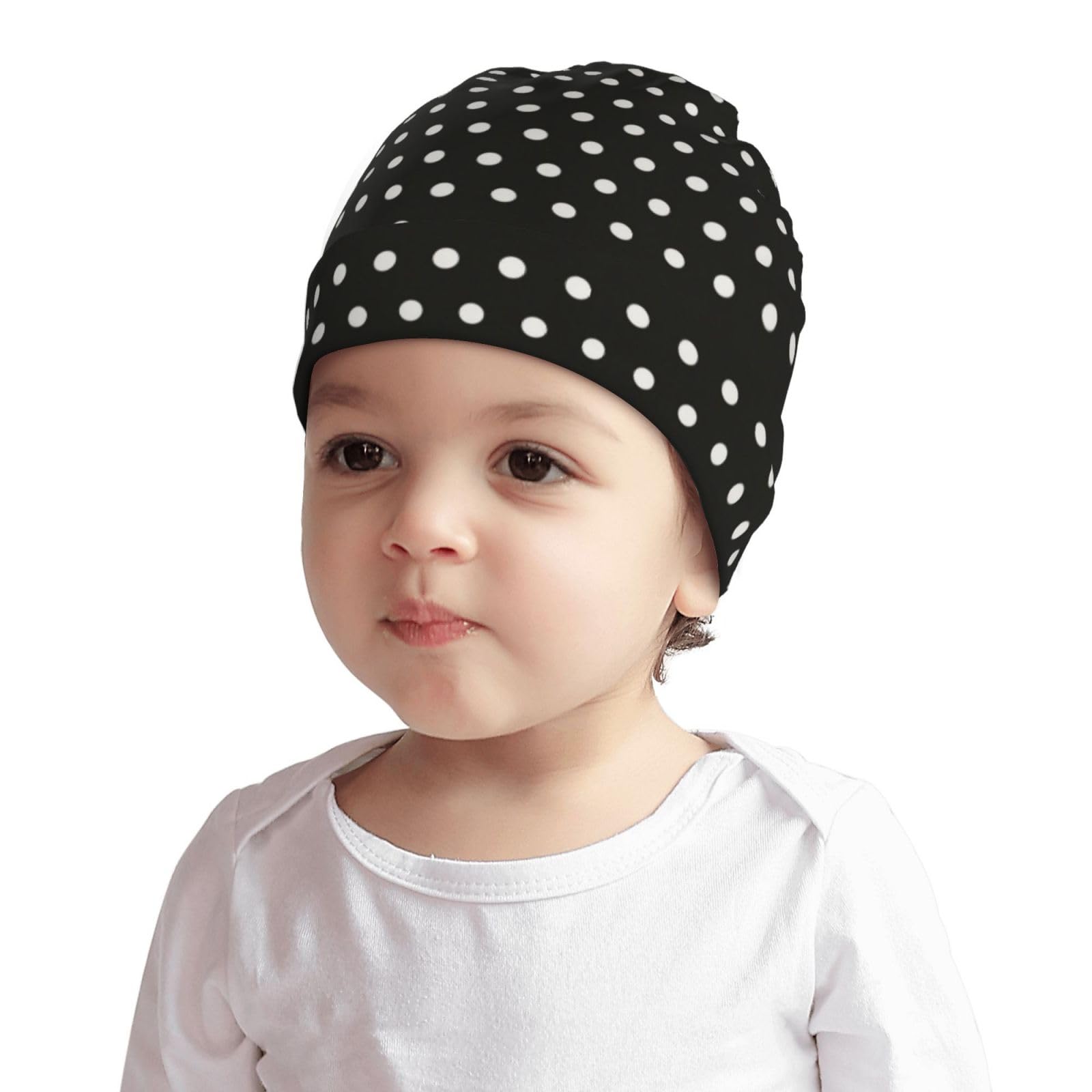 Rqzwdq Polka Dot Pattern Kids Beanie Hats Warm Knit Beanie Cap Skull Caps Gifts Decor for Boys Girls White