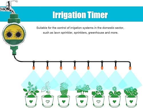 Miniatura 7 de Luqeeg Temporizador electrónico de agua, temporizador de riego electrónico automático de dos esferas multifunción, controlador de riego de jardín