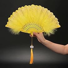 Fãs de mão dobráveis Lolita Feather Ventilador dobrável japonês doce fada menina gótica escura ventilador de mão de dança com pingente presente decoração de festa de casamento fãs dobráveis fãs chineses fãs japoneses ( Co