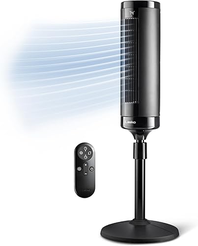 LASKO Ventilador de torre ajustable de elevación de 42 a 54 pulgadas, ventilador de pedestal, flujo de aire de 31 piess, silencioso 28 dB,