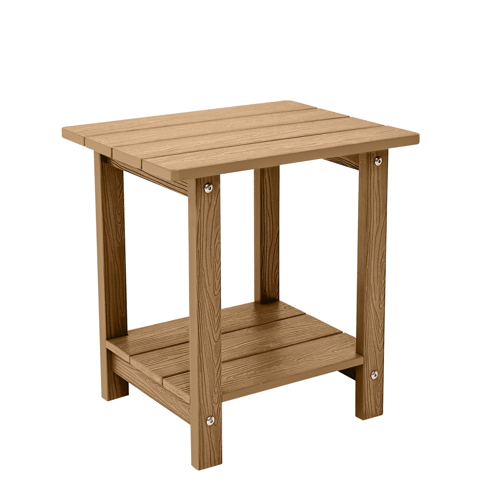 Outdoor Side Table, Weather Resistant Double Small Adirondack Side Table, Outdoor Indoor End Table for Adirondack Chair, 17" Patio Table for Pool, Deck and Porch, Brown