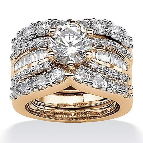 Three Sets of 18k Yellow Gold-Plated Zircon Engagement Rings (10)3