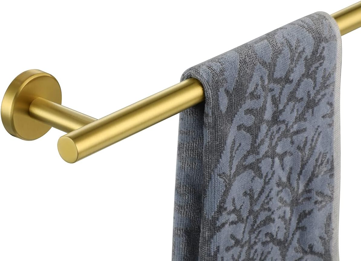 JQK Towel Bar Brushed Gold, 19 Inch 304 Stainless Steel Thicken 0.8mm Towel Rack Bathroom, Towel Holder Wall Mount, Useable Length 16 Inch TB110L16-BG Gold 19.1 Inch