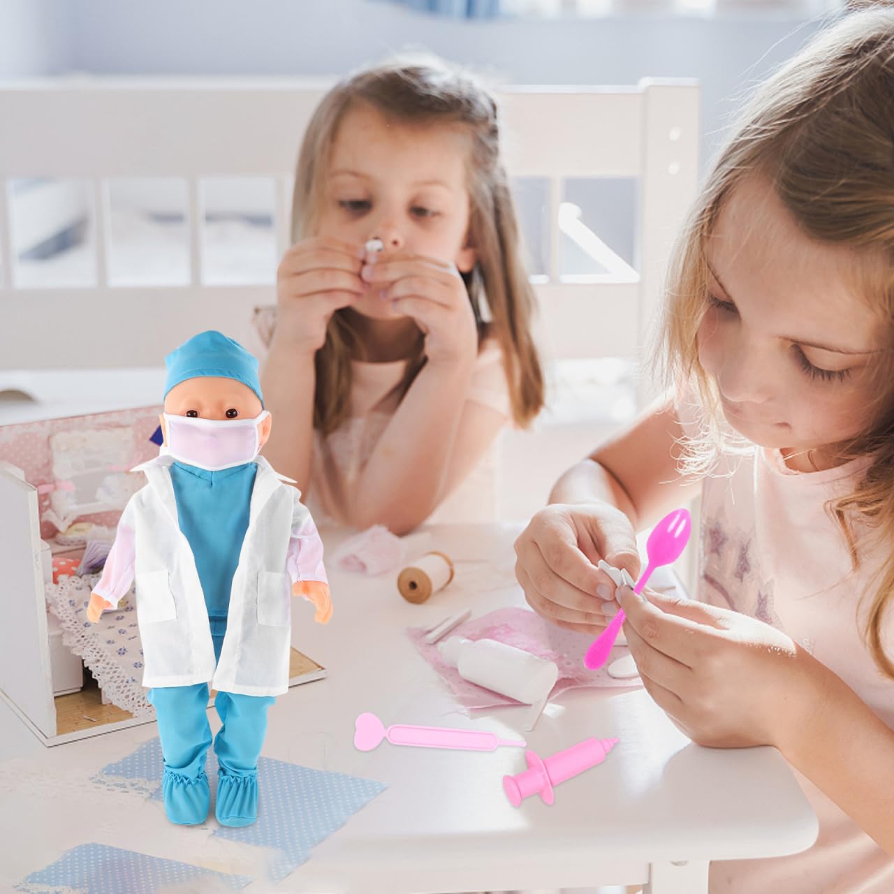 ibasenice 18-Inch Doll Nurse Doctor Costume Set including Mini Tools Pretend Play Accessories for American Dolls Role-Playing Medical Kit for Kids - Image 3