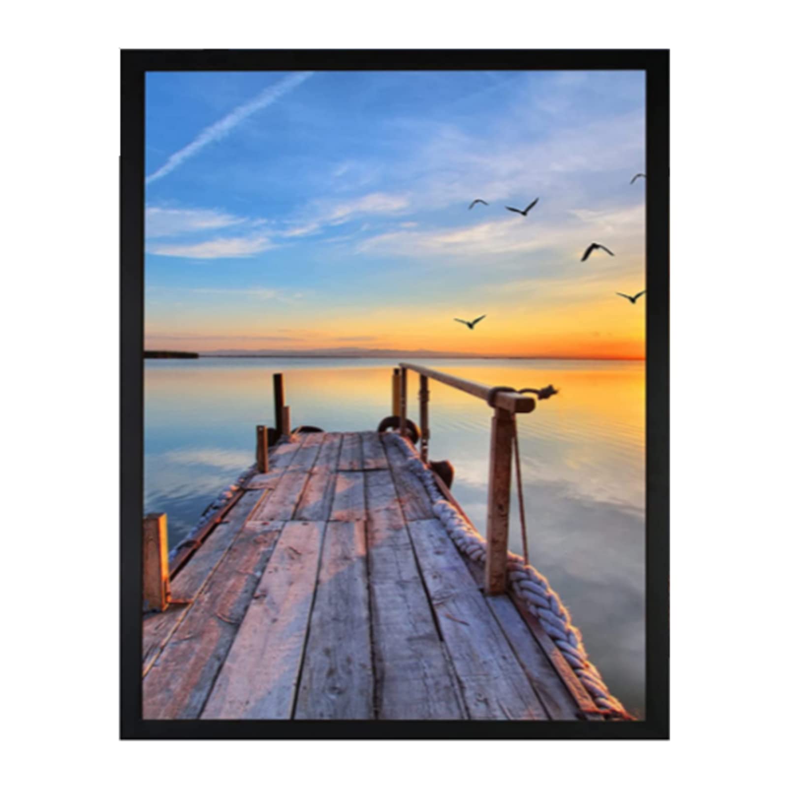 TAME A4 Photo Frame, Black Wood Picture Frame With Plexiglass Glass for Wall Mount & Table Top Display Gallery Photo Frames