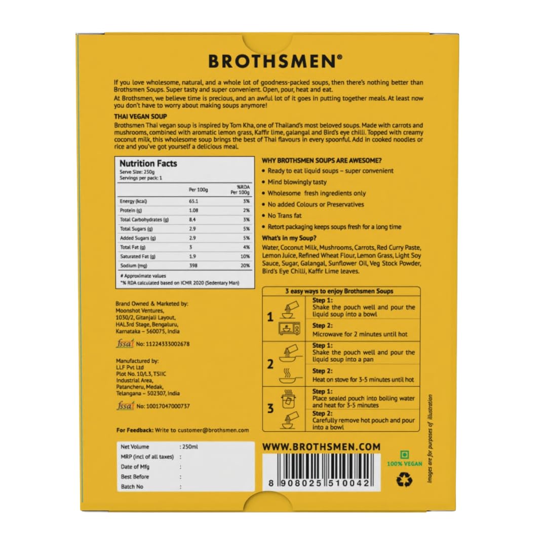 Brothsmen Thai Vegan Ready-to-eat Liquid Soup 250ml - Image 2 thumbnail