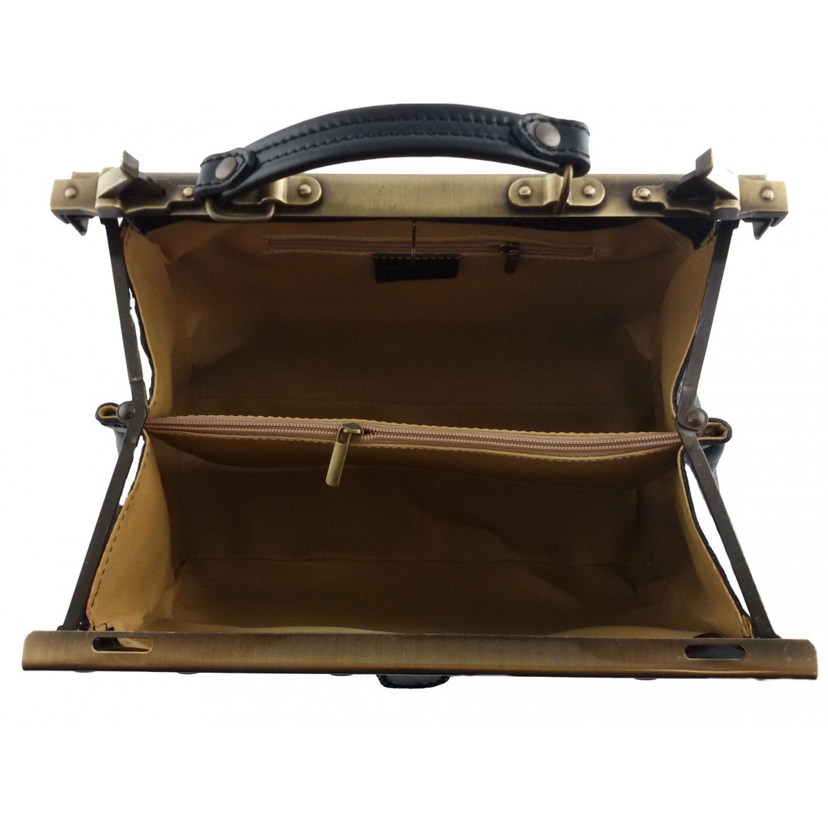 Bolso Doctor En Piel Verdadera, 2 Hebillas Frontales Color Negro - Peleteria Echa En Italia - Business
