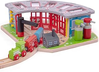 Bigjigs Rail, Five Way Engine Shed, Wooden Toys, Bigjigs Train Accessories, Wooden Train Shed, Train Toys, Wooden Shed, Wooden Toys for 3 4 5 Year Olds