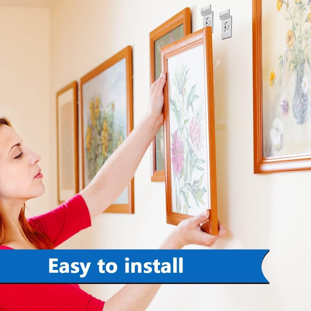 6 Crochets Invisibles Pour Cadres Photos Et Miroirs - Autocollants Et Vis Inclus | Support Mural 4x4cm Et 6x8cm