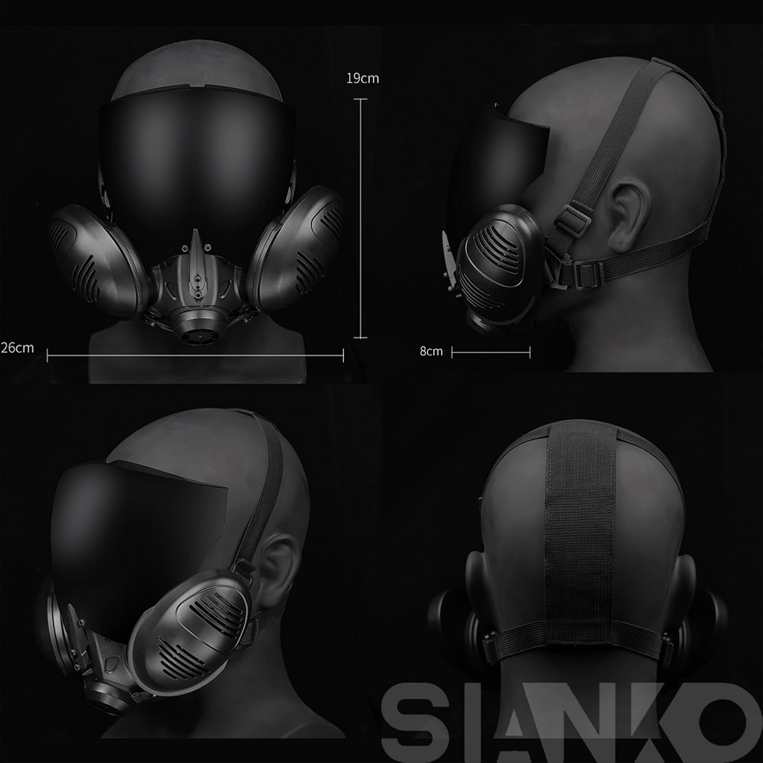 Cyberpunk Full Tactical Protection Mask,Airsoft Paintball CS CQB Outdoor Military Shooting Games Gear Detachable PC Anti-fog Lens Visor