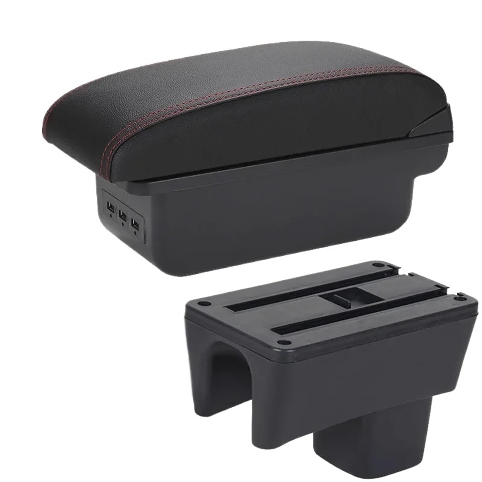Car Armrests For Suzuki For Swift 2005-2024 Car Armrest Interior Details Storage Box Retrofit Parts(B1 Black red 3USB)