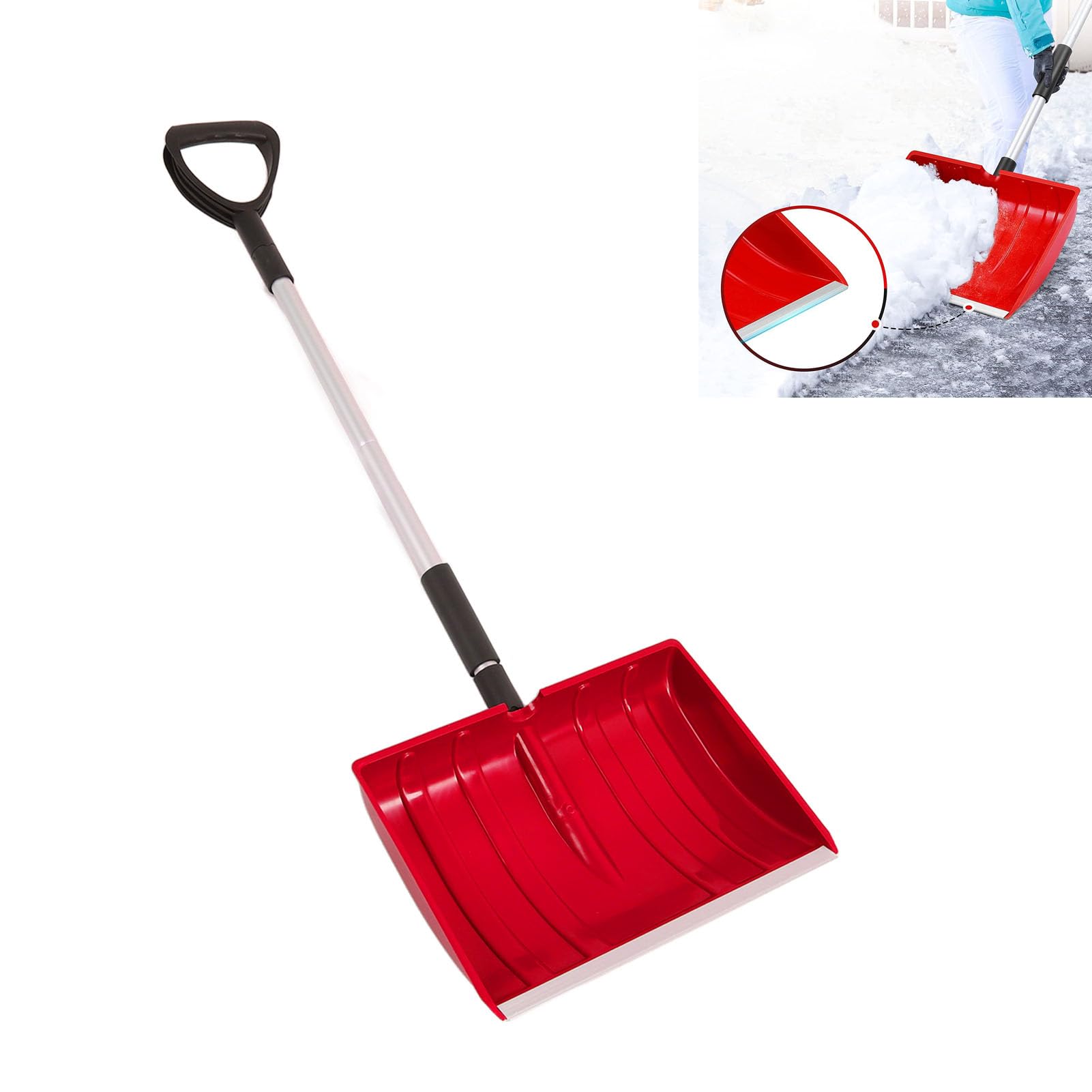 Pala da neve Pala da giardino per auto di emergenza portatile staccabile e leggera (Rosso)