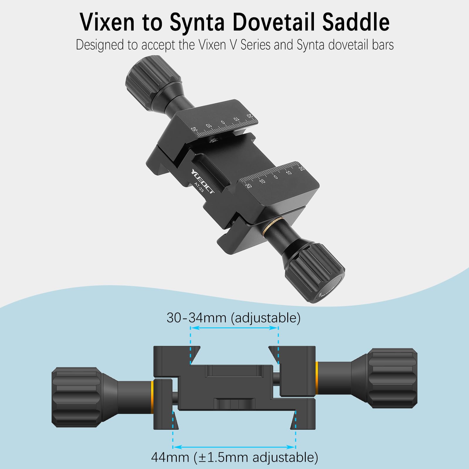 Teleskop Schwalbenschwanzadapter für Vixen V Serie auf Synta, Buchse auf Buchse Schwalbenschwanz-Sattelklemmhalterung Basis für Teleskop Guidescope Finderscope Finder Guide Scope OTA