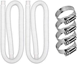 Pool Pump Hose for Above Ground Pool, 2 Pack 1.25" Diameter Replacement Tubes Fits All Filter Pumps 330 GPH 530 GPH 1000GPH, 59 Inch Long Swimming Pool Pump Pipes with 4 Clamps (A)