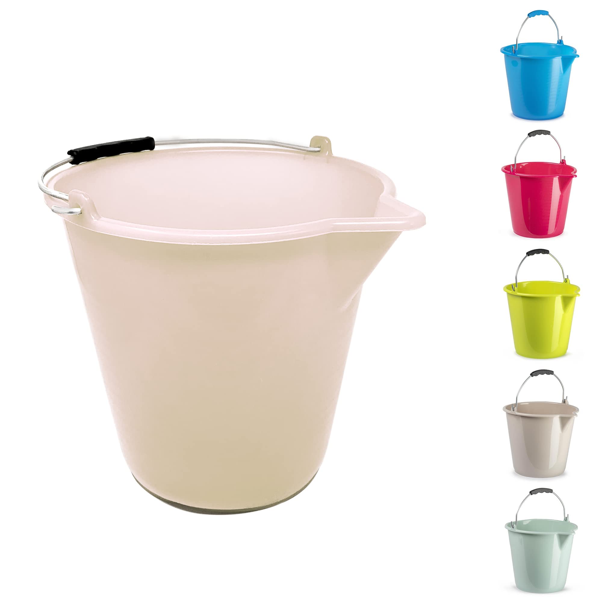 Plastific Taupe 9L Multipurpose Plastic Bucket With Handle With Pouring Spout