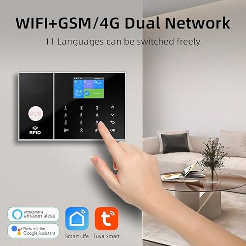 Miniatura 2 de YBJ Sistema de alarma inalámbrico para el hogar, sistema de alarma WiFi para seguridad del hogar con alerta de aplicación, kit de 8 piezas (detector