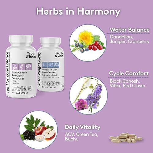 Miniatura 5 de Youth & Tonic Píldoras de retención de agua para mujeres y cápsulas de equilibrio hormonal para hinchazón y pérdida de agua y para mantener un nivel