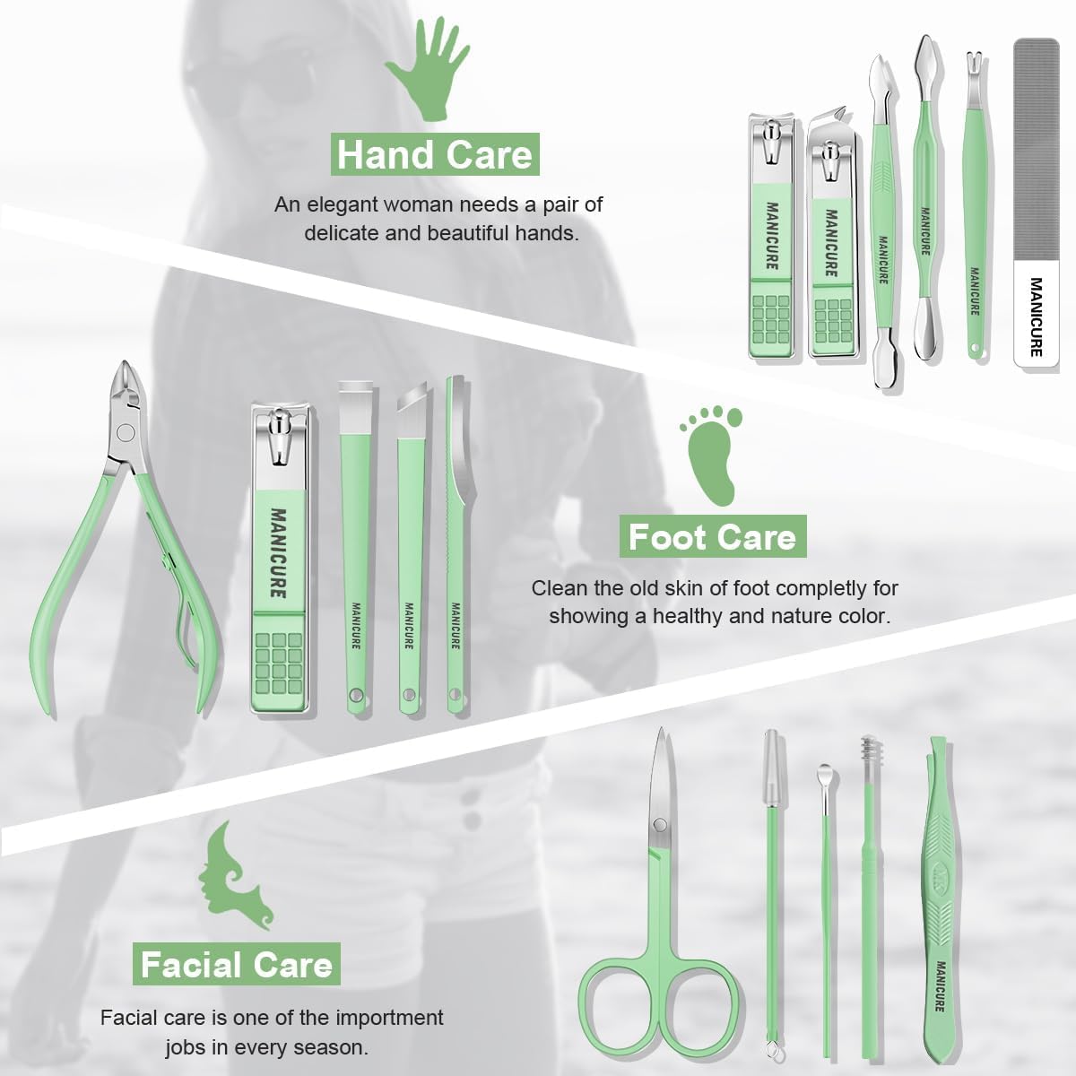 16pcs Stainless Steel Nail Care Tools Grooming Kit image 2