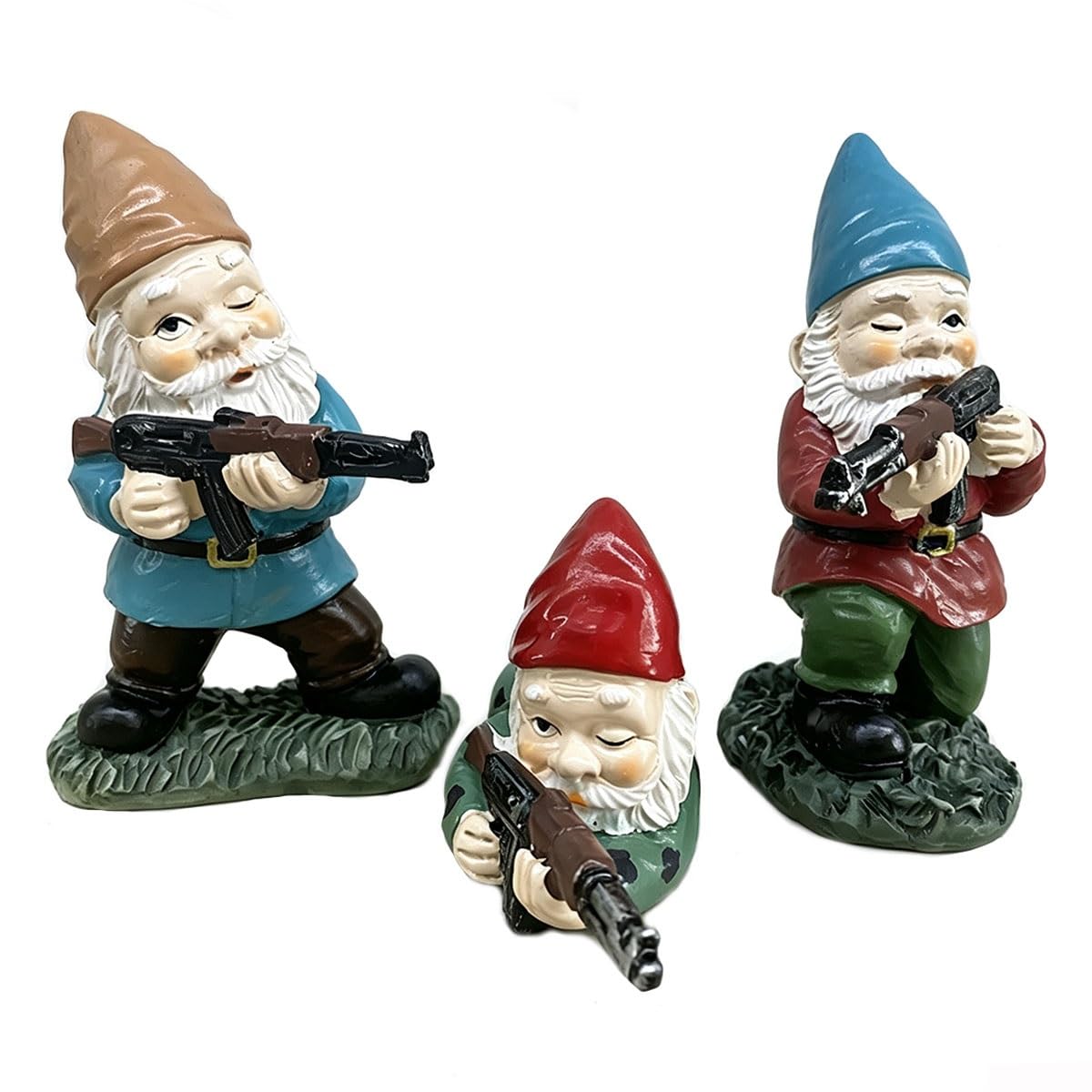 3 PCS Army Gnomes Outdoor Garden Statues, Garden Gnomes, Desktop Indoor Outdoor Decorations, Halloween Holiday Christmas Thanksgiving Favors