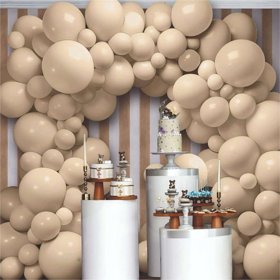 Image of Balloon Decoration Kit - 52 Pcs | Beige Balloons Set Party Supplies Perfect for Kids, Adults for Birthdays, Anniversaries & Events, Vibrant Party Decor Items for Celebrations (Beige)