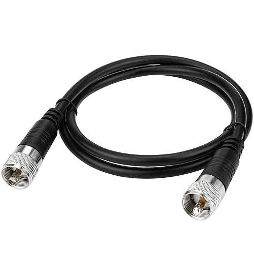 Miniatura 5 de Ullnosoo Cable coaxial RG8x, paquete de 2 cables de puente de radio CB de 3 pies PL259 UHF 50 ohmios de baja pérdida para jamón, analizador de