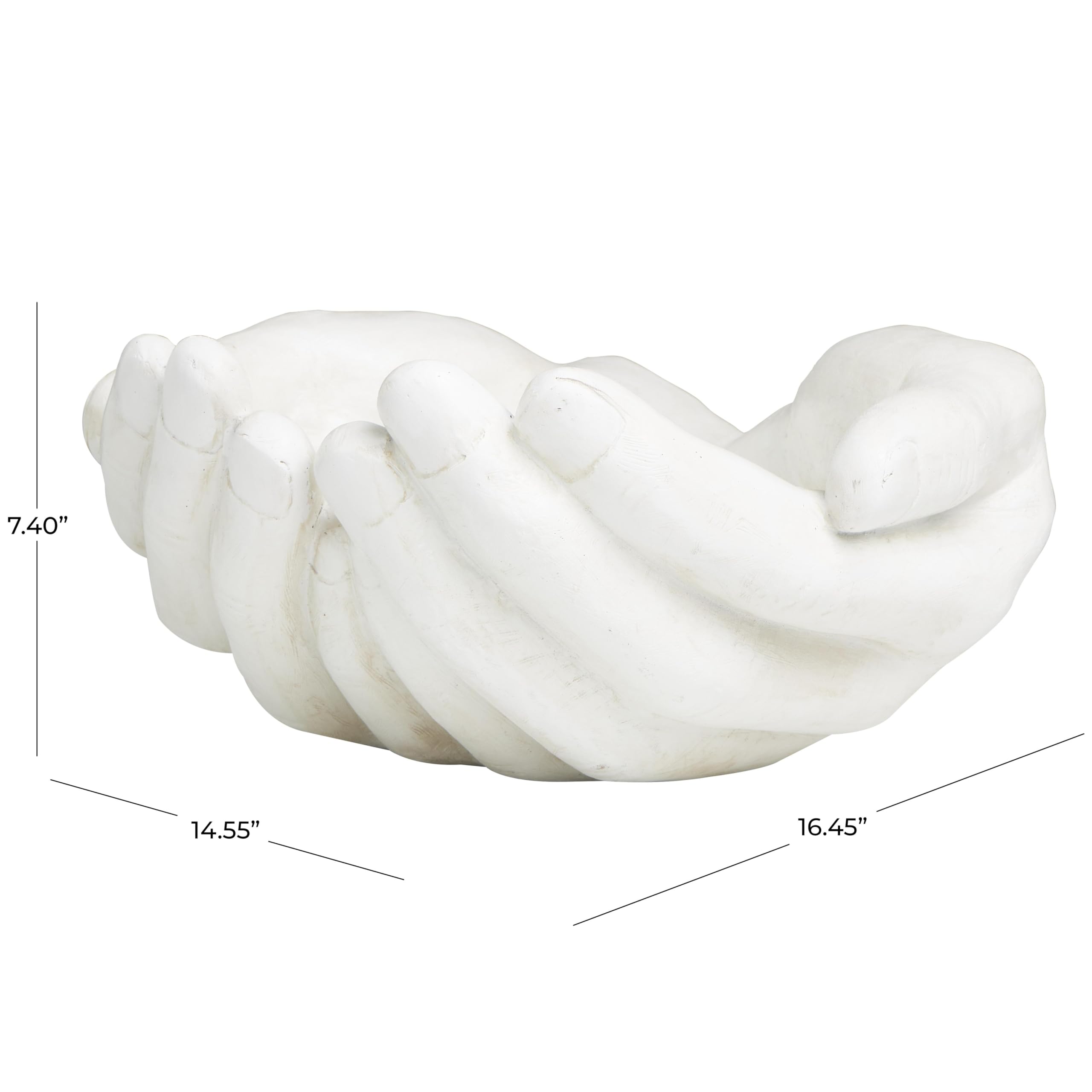 Deco 79 Sculpture décorative en polystone Mains Ouvertes pour décoration d'intérieur, Figurine d'accentuation 38,1 x 40,6 x 17,8 cm, Blanc