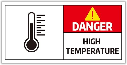7 x 3.5 pulgadas alta temperatura equipo de producción etiqueta de seguridad, etiqueta de advertencia de seguridad rectangular negrorojo sobre