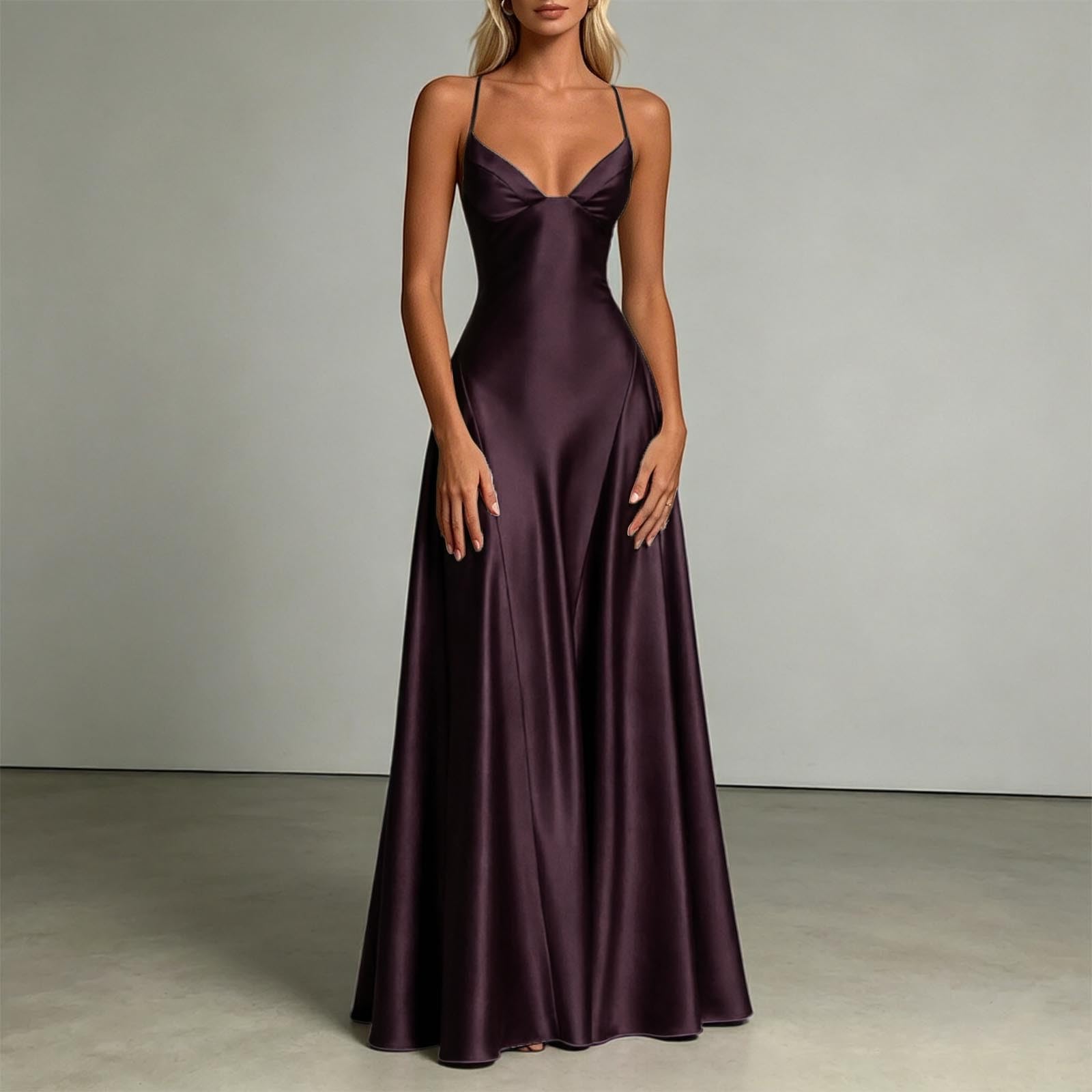 Generico Abito Lungo Donna Monospalla Raso Drappeggiato Aderente Elegante Vestito da Sera Taglio Asimmetrico Abito da Cerimonia per Matrimonio Gala Party