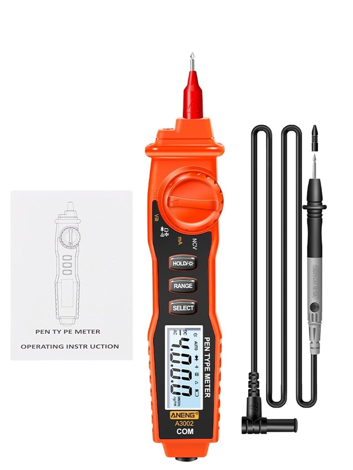 A3002 Smart Digital Multimeters AC/DC Voltage Measurement Electric Current Tester Multifunctional Professional Tools(Black)