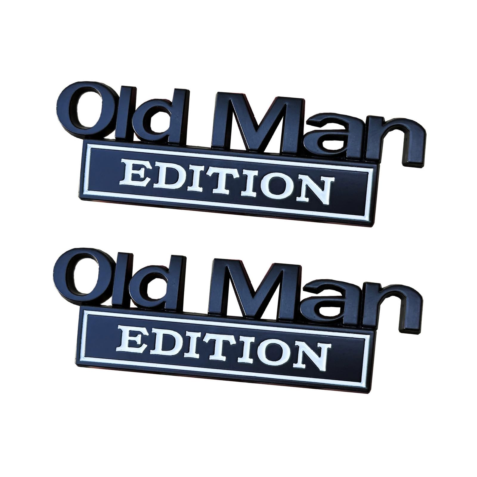 2 Pack Old Man Edition 3D Metal Car Emblem - Vintage Zinc Alloy Auto Badge, Universal Fit for Truck, SUV, Fender, Tailgate, Bumper (Silver and Red) - 4