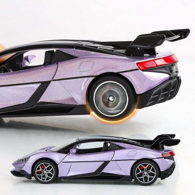 Image of 1:32 Scale Die Cast BYD u9 Sports Car Model - Metal Body Pull Back Toy Car with Openable Doors, Realistic Design for Kids & Collectors (BYD U9 Style, Amethyst Purple Color)