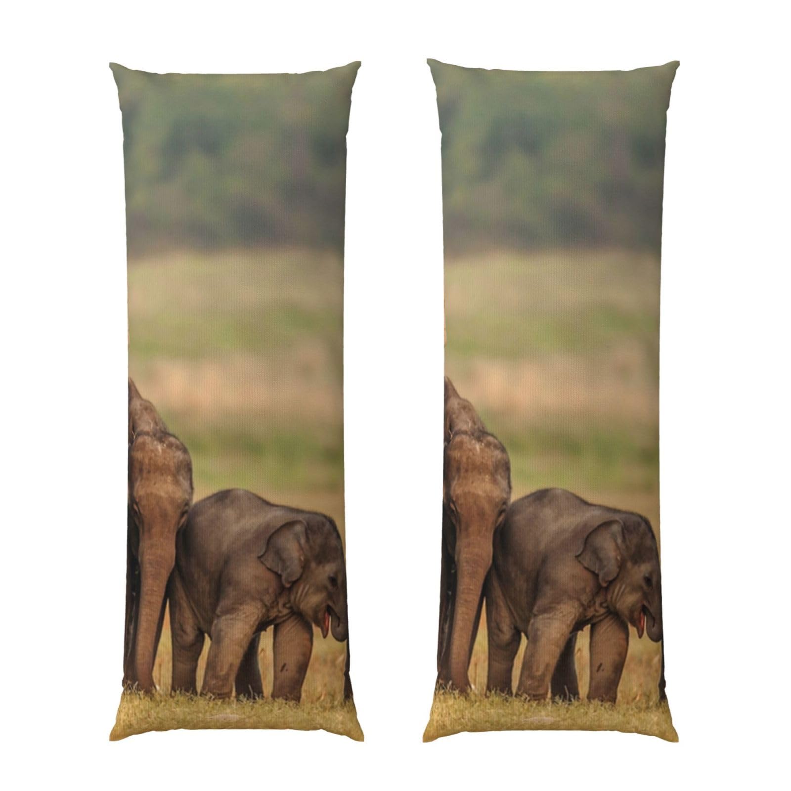 Body Pillow Cover 20x54 Inch, Elephant Family Print Long Lumbar Pillow Case with Zipper Long Body Pillowcase Decorative for Bed Sofa Bedroom