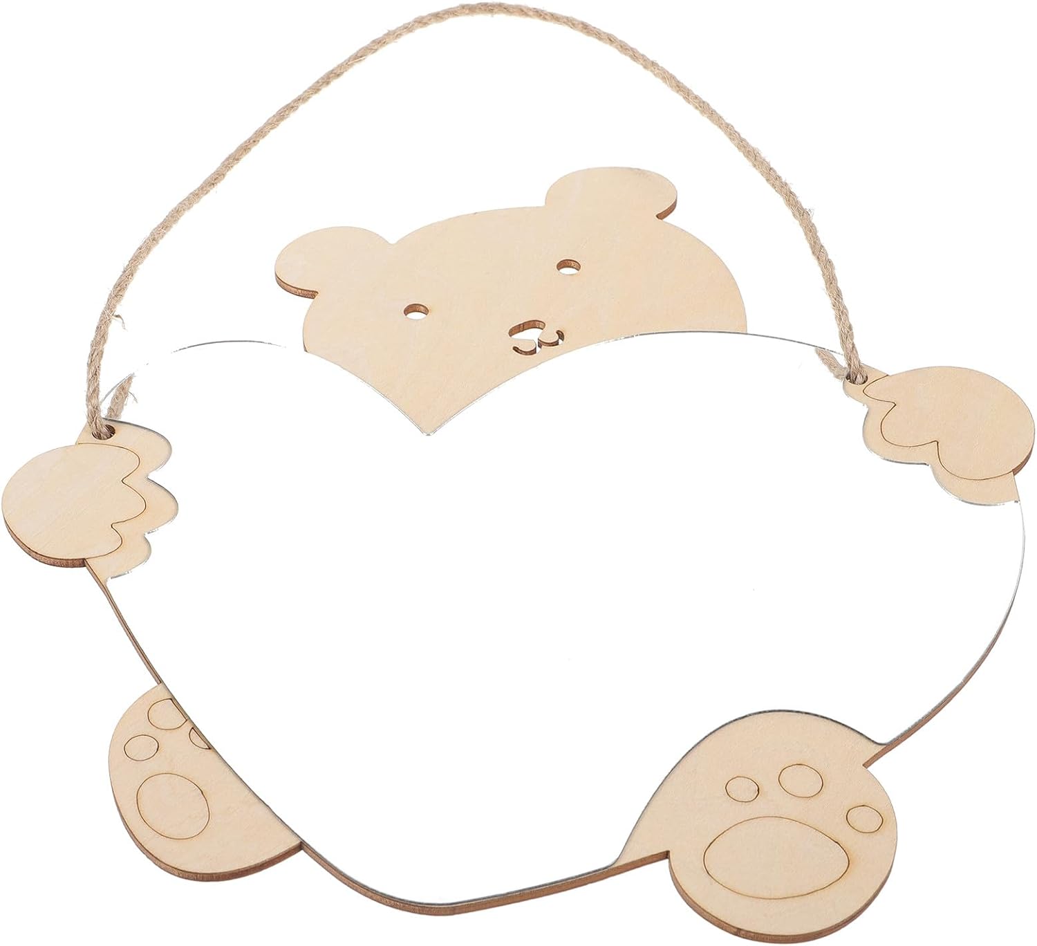 Gadpiparty Wooden Bear Shape Hanging Wall Mirror Small Cute Wooden Mirror for Nursery Decor and Bathroom Vanity Hanging Hook
