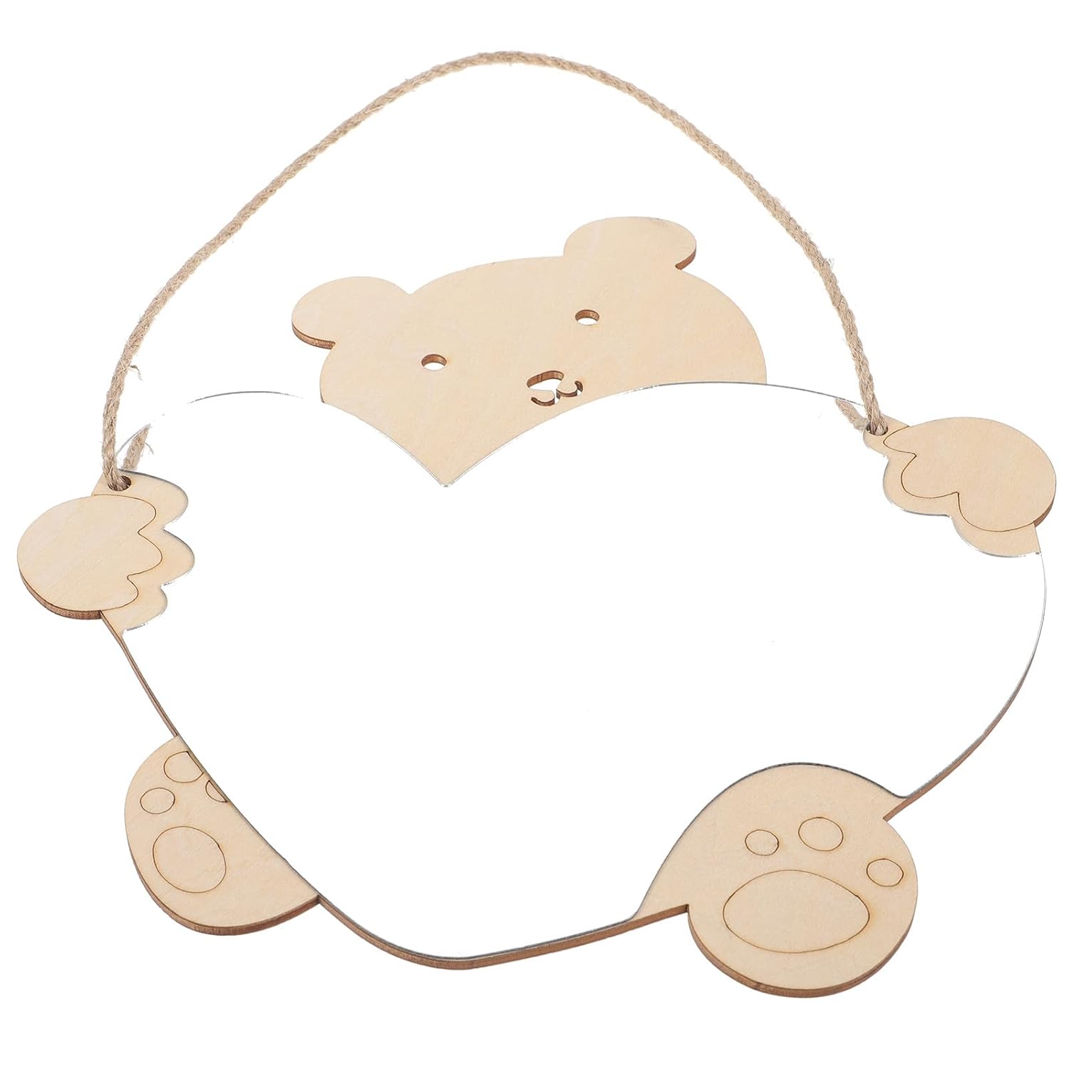 Happyyami Cute Bear Wall Mirror Decorative Wooden Small Mirror for Wall-Mounted D cor Suitable for Home and Bathroom