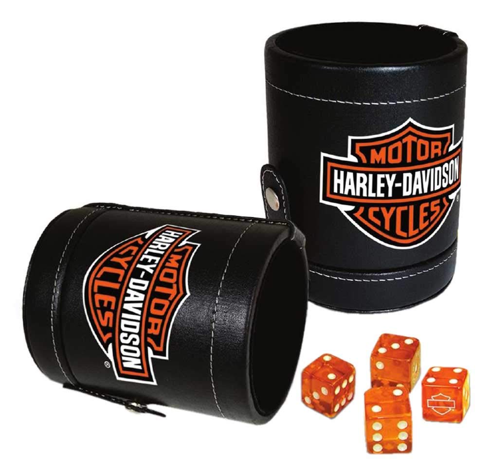 Harley-Davidson Bar & Shield Logo Dice Cup Game Set, Leatherette Cup 651
