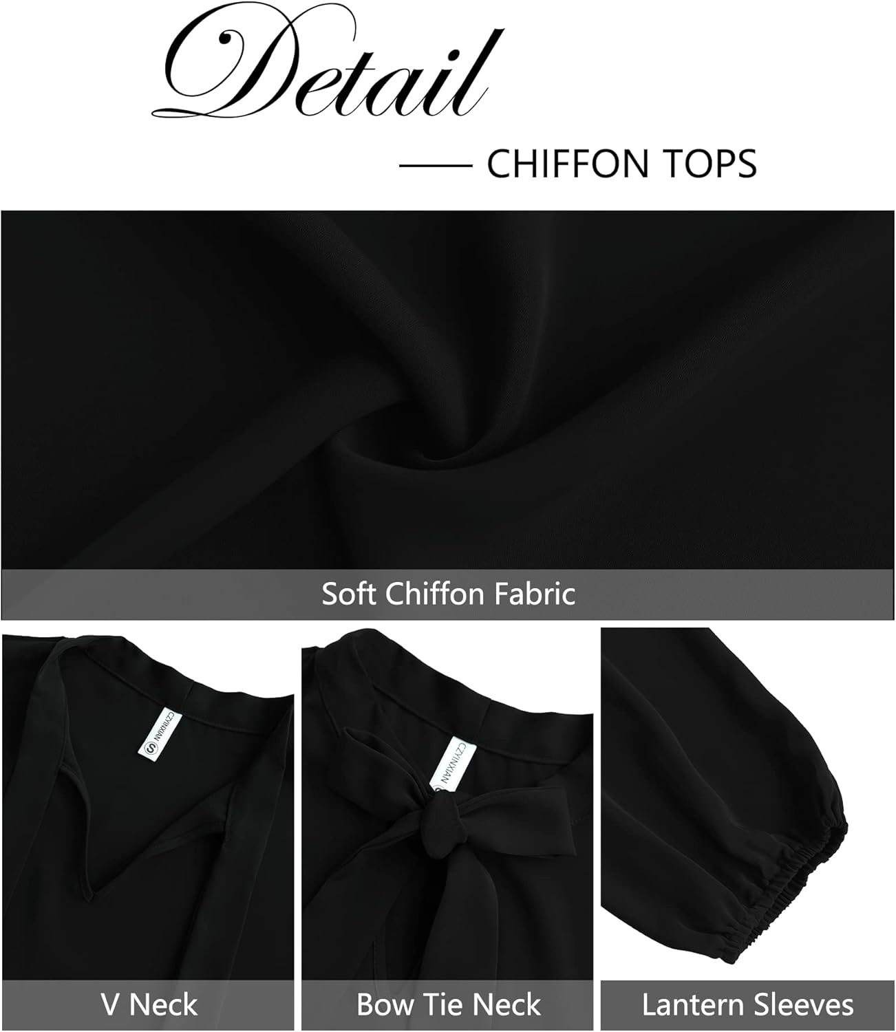 CZYINXIAN Womens Dressy Chiffon Blouse Business Work Casual Tie Neck Shirt Tops - Image 6