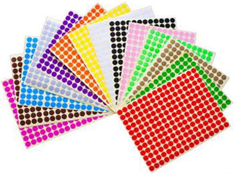 Lasenersm 14 Sheets (2688 Pcs) Essential Oil Bottle Cap Labels - Assorted Color, 10mm Round, Blank, Printable & Handwritten, Waterproof & Oilproof