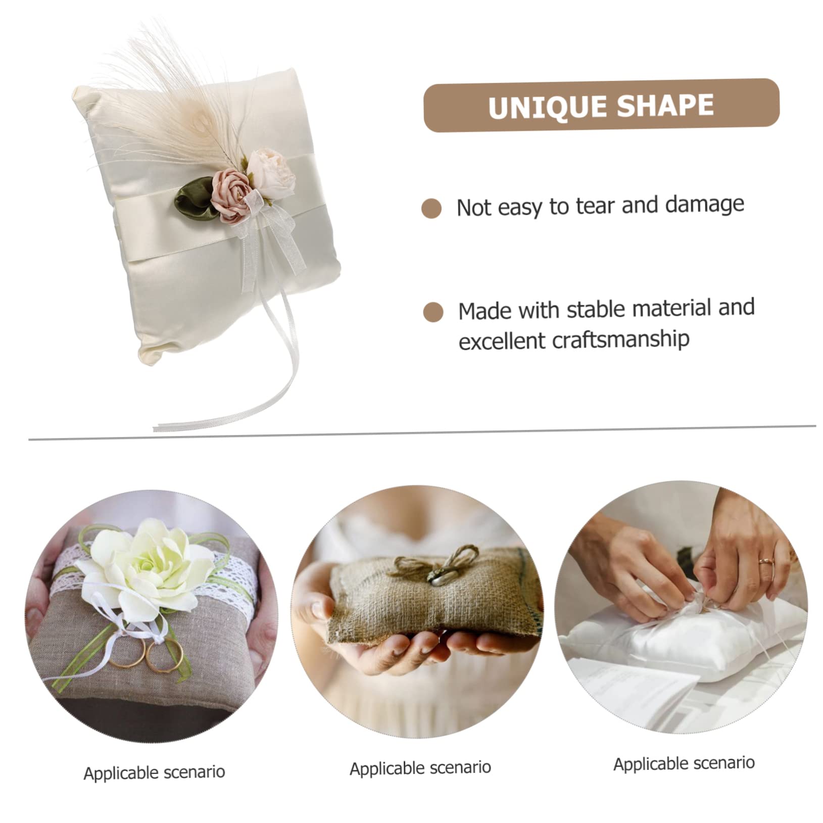 jojofuny 5pezzi Cuscino Nuziale Raso Con Decorazione Floreale Per Cerimonie Di Nozze Elegante Portafedi Per Anelli Accessorio Per Matrimonio Romantico e Sofisticato