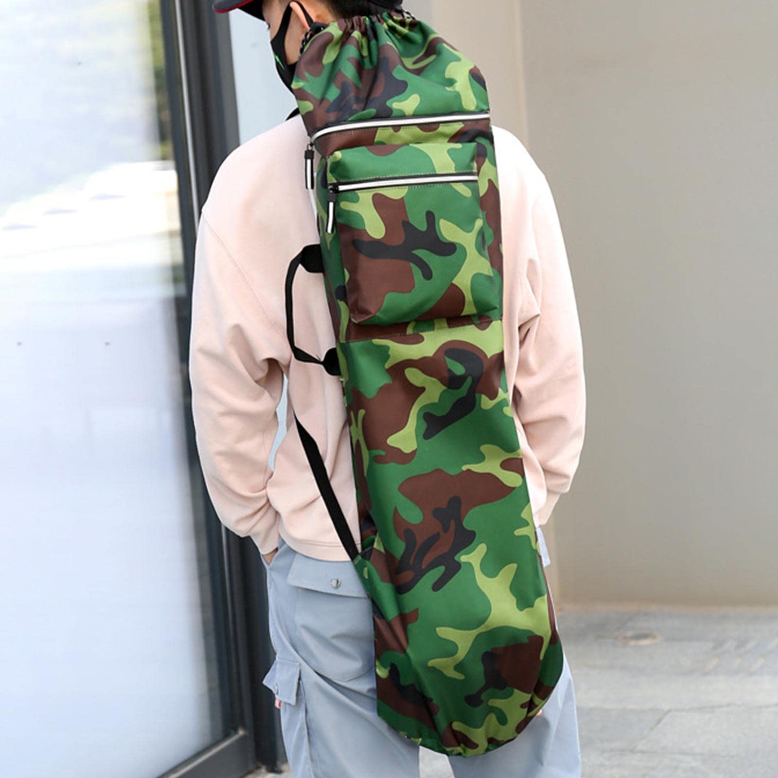 Milageto Oxford Skateboard Zaino Borsa a Tracolla Resistente all'Acqua Borsa a Tracolla Pieghevole con Manico Portante Longboard Custodia per Viaggi Donna Uomo