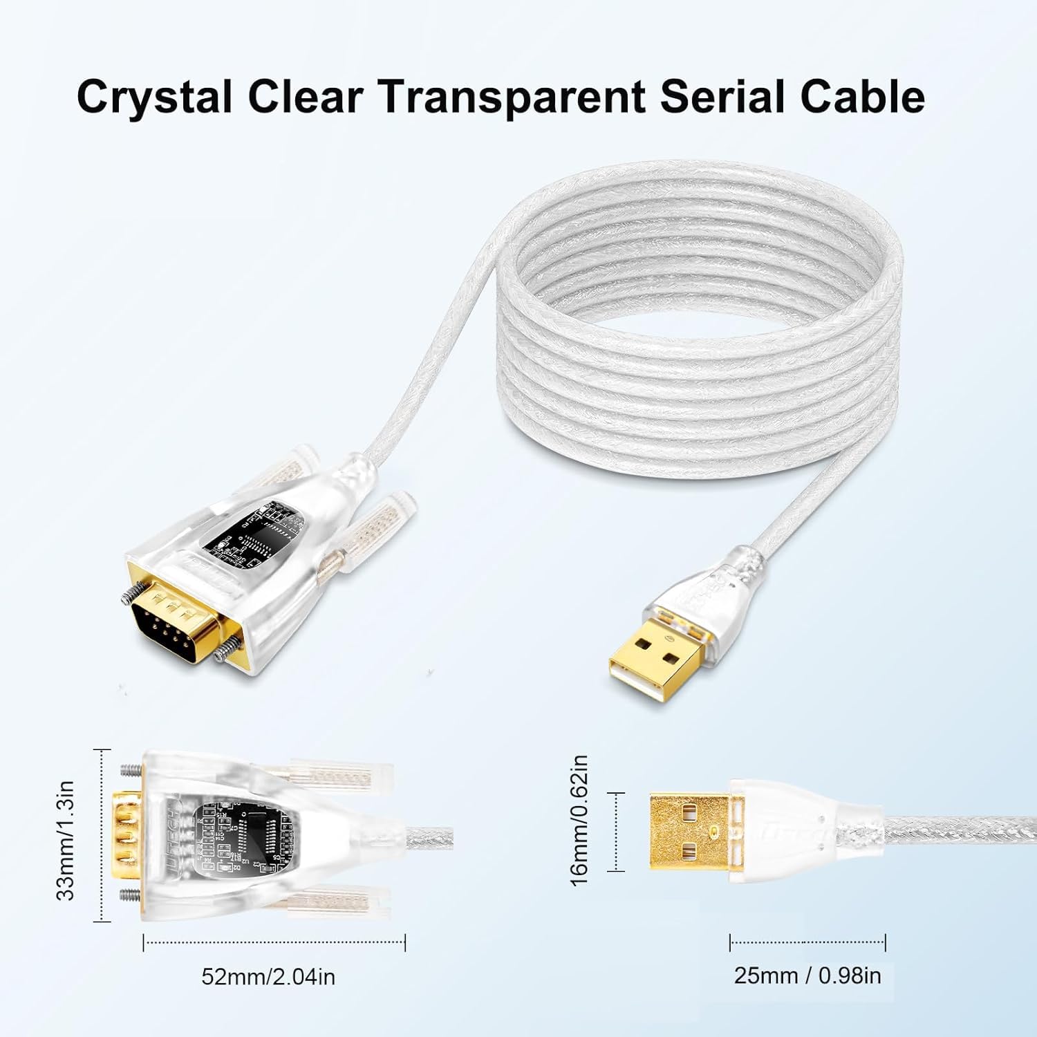 DTECH Cavo adattatore da USB a seriale FTDI Chip DB9 9 poli RS232 a USB con chipset FT231 supporta Windows 11 10 8 7 XP, Mac OS, Linux, rilevazione dati (0,5 m)