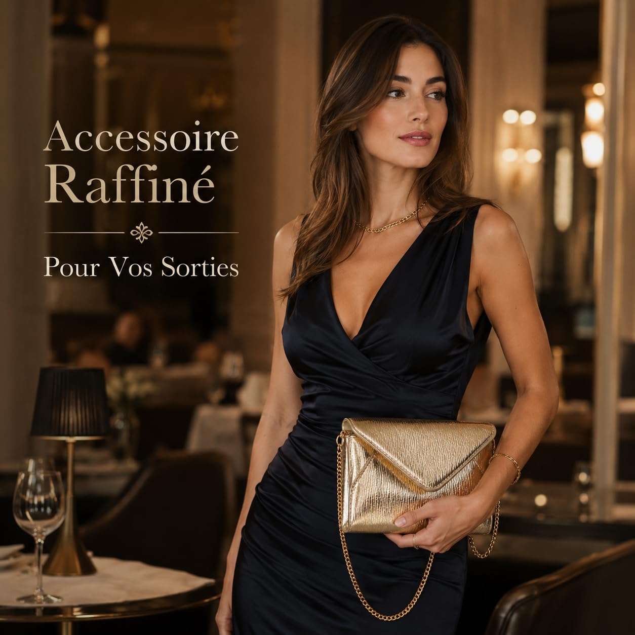 Healvian Pochette Soirée Femme Métallisée Sac Mariage Élégant Avec Chaîne | Mini Sac À Main Chic Pour Cocktail Et Cérémonie,Pochette Élégante Légère Avec Bandoulière Chaîne, Idéal Femme Invitée Mariage