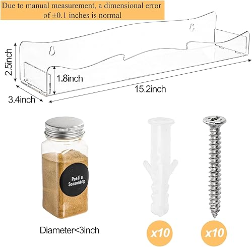 Miniatura 2 de Peohud Paquete de 4 estantes acrílicos para especias de montaje en pared, estantes flotantes de acrílico transparente de 15 pulgadas, organizador de