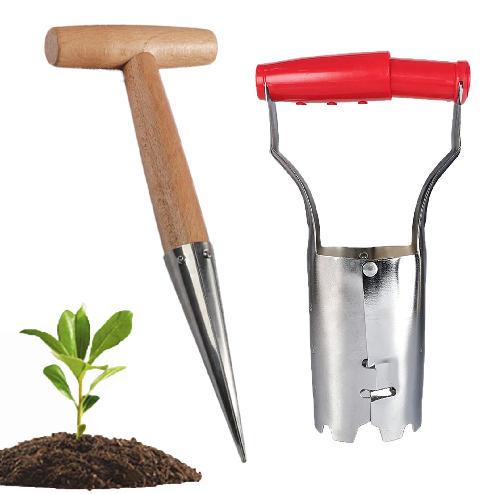Set di fioriere for bulbi, strumenti for fioriere di bulbi da giardino Trapiantatrice di bulbi for piantare rilascio automatico del terreno for scavare/riempire foro con segno di profondità for tulipa