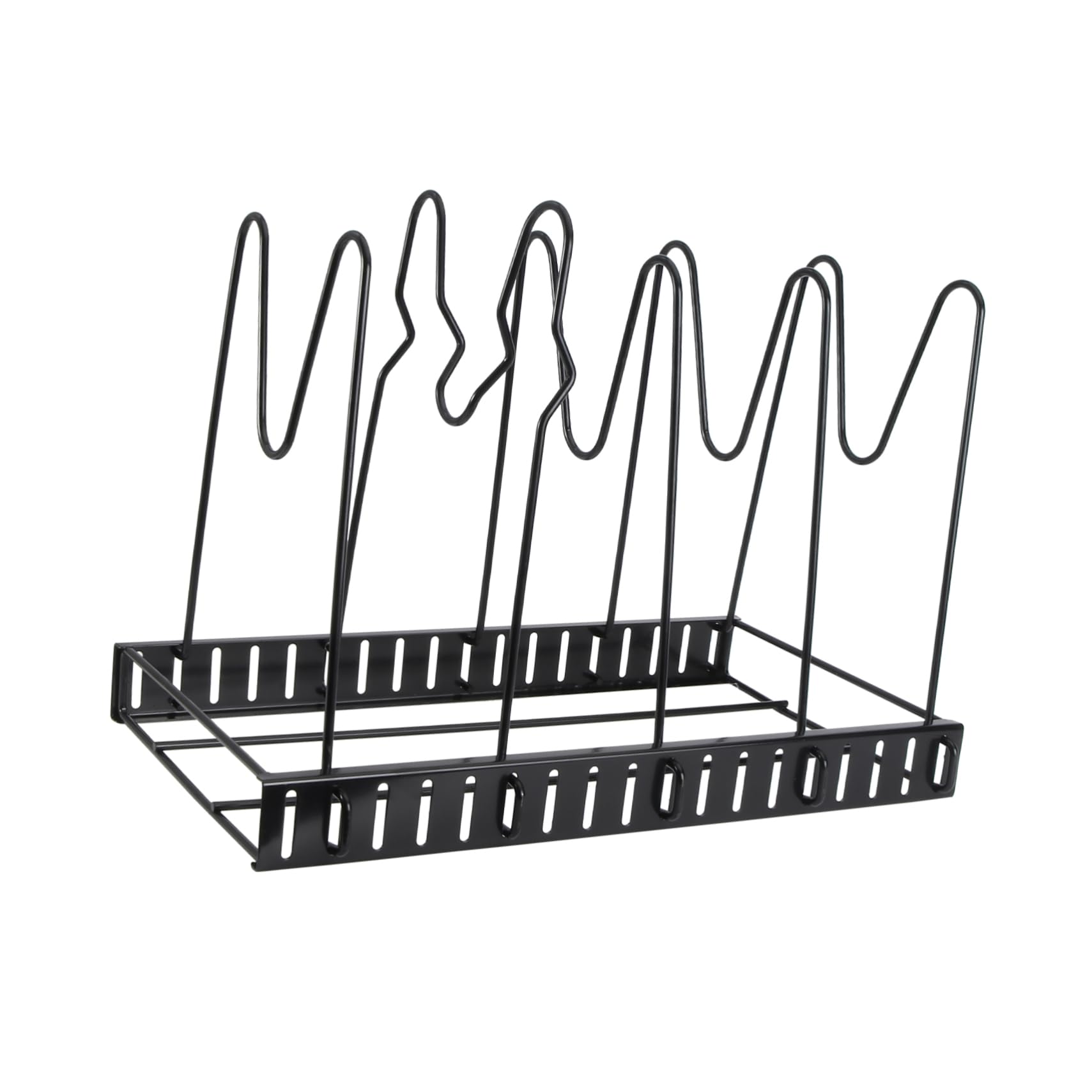 Cabilock 1 Set Multifunctional Kitchen Storage Rack Pot Cover Holder for Utensils and Kitchenware Easy to Clean Organizer Tray for Home and Restaurant Use Black