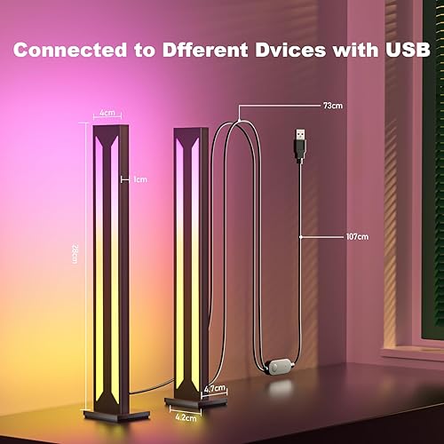 Miniatura 8 de bedee Barra de luz LED inteligente 2 paquetes de barras de luz RGB 16 millones de colores que cambian de color, sincronización de música, control de