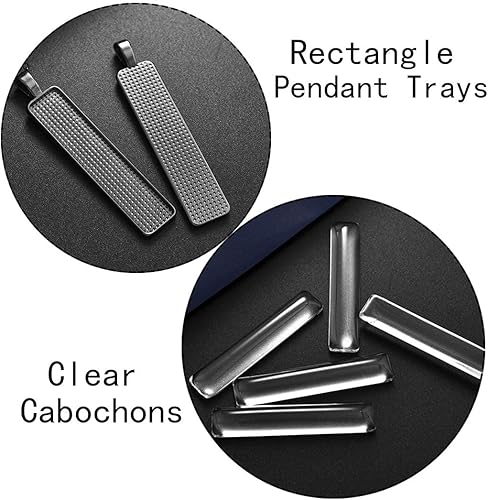 Miniatura 8 de DROLE Juego de 180 piezas de bandeja colgante de colores mixtos, configuración de cabujón rectangular y azulejos de cúpula de cabujón de vidrio