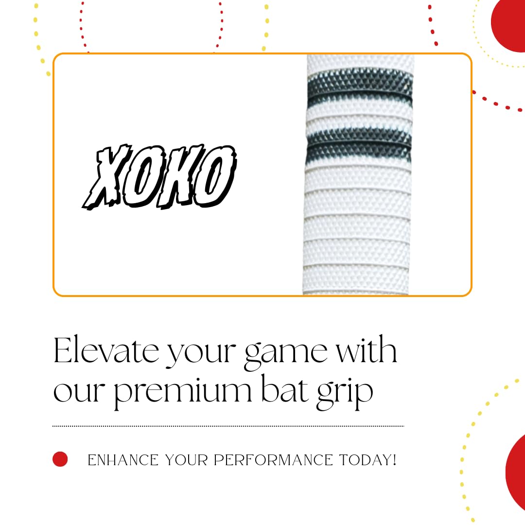 XOKO Cricket Bat Handle Grips, White with Black Stripes, Enhanced Performance, Shock Absorbing (White Pack of 6) 3